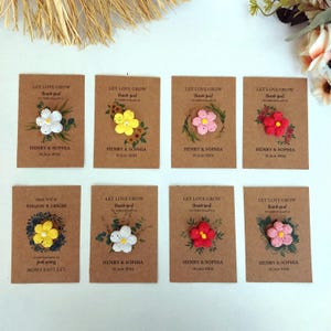 Carta semi personalizzata con carta semi piantabile. Carta semi di fiori selvatici. Biglietto di ringraziamento per gli ospiti. Carta semi segnaposto. Bomboniere per il battesimo. immagine 10