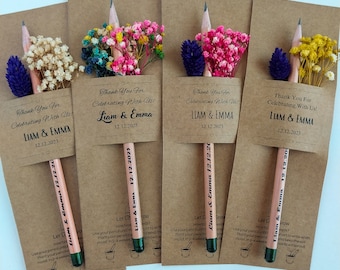 Personalized Seed Pencils for Weddings, Custom Favors For Guests, Engraved Wooden Pencils gift, Thank You Gifts,  Save the Date Pencils