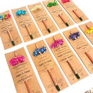 Matite da piantare come bomboniere per gli ospiti, bomboniere personalizzate per gli invitati al matrimonio, segnaposto personalizzati, bomboniere per il battesimo per gli ospiti, bomboniere per la laurea.