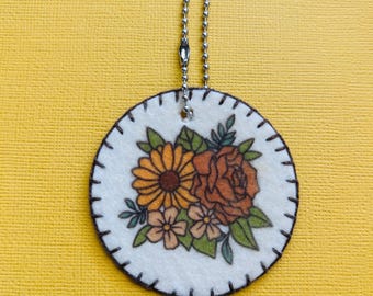 Sunflower and Rose Keychain