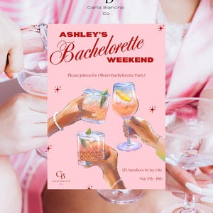 Invitation week-end EVJF | Modèle de toile modifiable | Faire-part de voyage pour filles | Imprimable à téléchargement immédiat