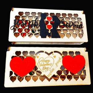 Rose Heart Box Valentine, Valentines Day, Personalized Wooden Flowers - Valentine