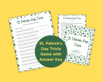 St. Patrick's Day Trivia Game Printable | Fun Irish Party Activity | Shamrock Themed Quiz Sheet | Answer Key Included | Instant Download