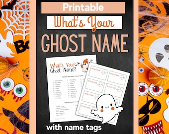 What’s Your Ghost Name Game, Fun Printable Ghost Name Game for Halloween Parties