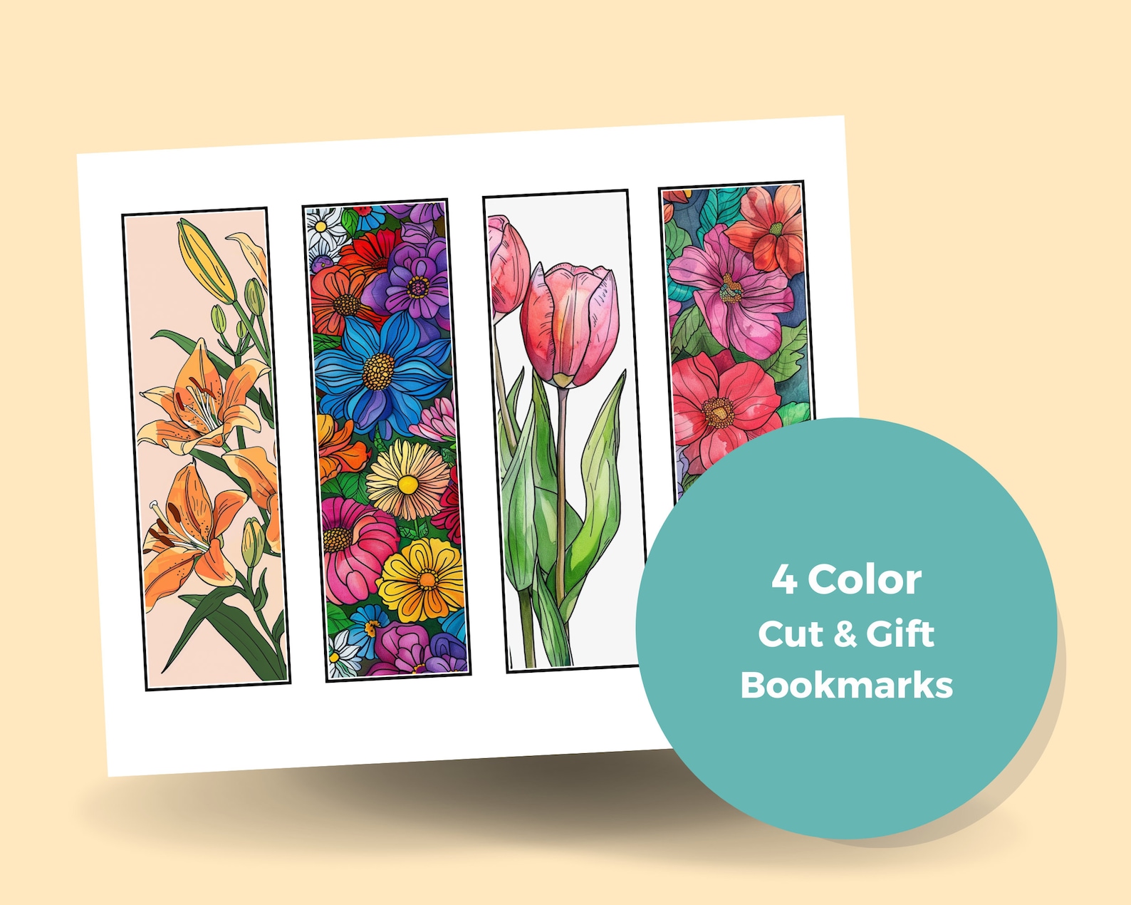 Floral Printable Bookmarks, Bookmarks to Color, Bookmarks for Women ...