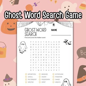 A fun Halloween party game for kids and adults. Ghost Word Search Game.