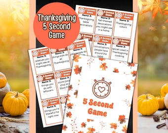 Thanksgiving 5 Second Game | Interactive Printable Game for Family Fun | Thanksgiving Party Activity