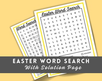 Easter Word Search Puzzle Printable - Fun Kids & Adults Activity with Answer Key, Digital Download