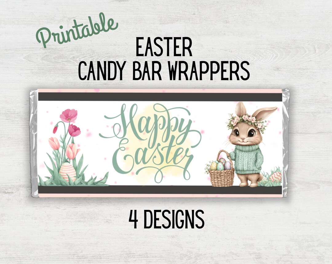 Easter Candy Bar Wrappers | Printable Candy Labels for Easter Party ...