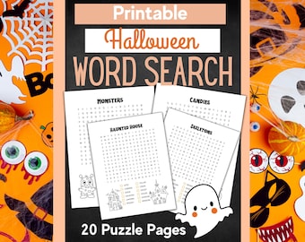 Halloween Word Search Game, Fun Printable for Kids, Instant Download Party Game for Halloween