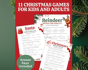 Christmas Trivia Questions, Printable Family Game for Holiday Fun, Kids Activities, Christmas Party Quiz