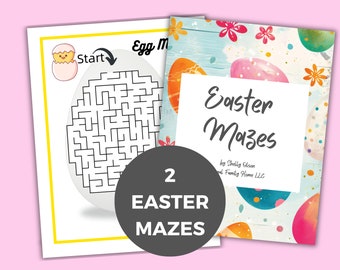 Younger Kids Easter Printable Mazes Set - Egg & Bunny Shaped Mazes, Fun Easter Activity, Church and Home Use, Digital Download