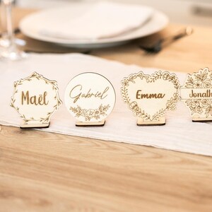 Personalisierte Tischkarten aus Holz für Hochzeit, Taufe, Geburtstag oder Event mit Vornamen zur Tischdekoration