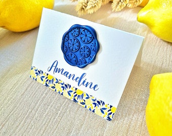 Marque place mariage baptême anniversaire évènement citron amalfi italie sicile azulejo agrumes - différents modèles personnalisables prénom