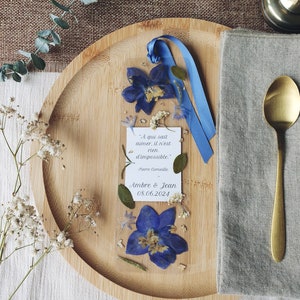 Marcador floral personalizado regalo de invitado de boda, bautismo, evento en flores prensadas - flores secas - Lote de precio decreciente