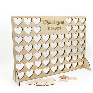 Libro de firmas original para boda, bautizo o cumpleaños - Juego Conecta 4 - como Conecta 4 en forma de corazones - decoración de boda