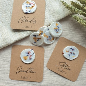 Sello de cera personalizable marca lugar para bodas, bautizos y eventos, sellos de cera, sello de cera, blanco kraft verde - bordes redondos