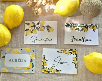 Marque place mariage baptême anniversaire évènement citron amalfi italie sicile azulejo agrumes - différents modèles personnalisables prénom