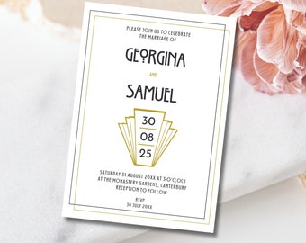 Art Deco, wedding invitation template, digital template download, Printable wedding invitation, electronic invitation,  invitation, E-vite