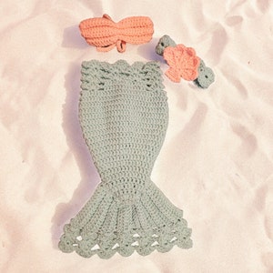 Crocheted baby mermaid outfit