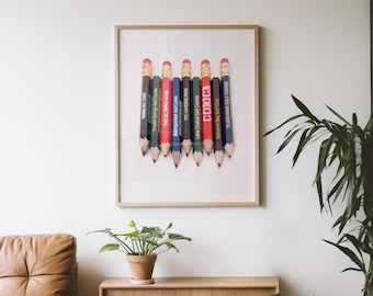 Impresión artística de golf: Bay Area Pencils, obra de arte minimalista moderna para espacios contemporáneos
