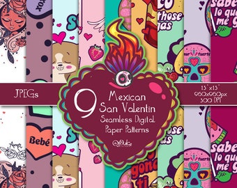 Dia de San Valentin/Valentine's Day Digital Patterns-Mexican Digital Download