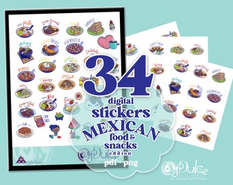 Digital Stickers | Mexican Food & Snack Edition | PNG and PDF