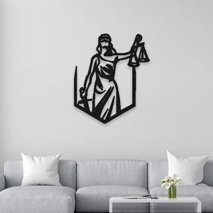 Scales of Justice Themed Metal Wall Decor, Law Office Wall Decor, Attorney Gift, Large Wall Art, Themis Metal Wall Decor, Lawyer Office Gift