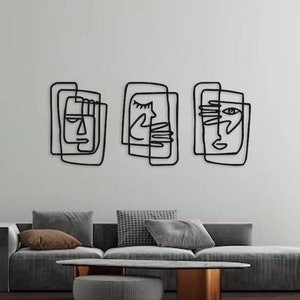 Pablo Picasso Faces Metal Wall Decor, Abstract Faces Line Art, Housewarming Gift, Minimalist Line Art, Picasso Linear Large Wall Art