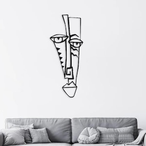 Abstract Face Metal Wall Art, Picasso-Inspired Line Art, Modern Minimalist Wall Decor, Above Bed Wall Hanging, Home Decor, Housewarming Gift