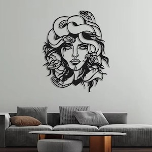 Medusa Wall Decor, Gordon Art, Greek Mythology Wall Sculpture, Large Metal Wall Art, Snake Haired Woman Wall Art, Housewarming Gift