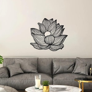 Lotus Flower Metal Wall Decor, Yoga Studio Wall Decor, Floral Hangings, Large Outdoor Wall Decor, Housewarming Gift that Brings Luck to Home