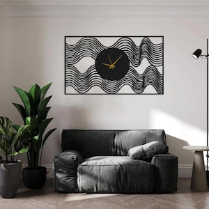 Moderne Wanduhr, übergroße Wanduhr, Metallwanduhr, unregelmäßige Wanduhr, einzigartige minimalistische große Metallwanduhr, stille Wanduhr