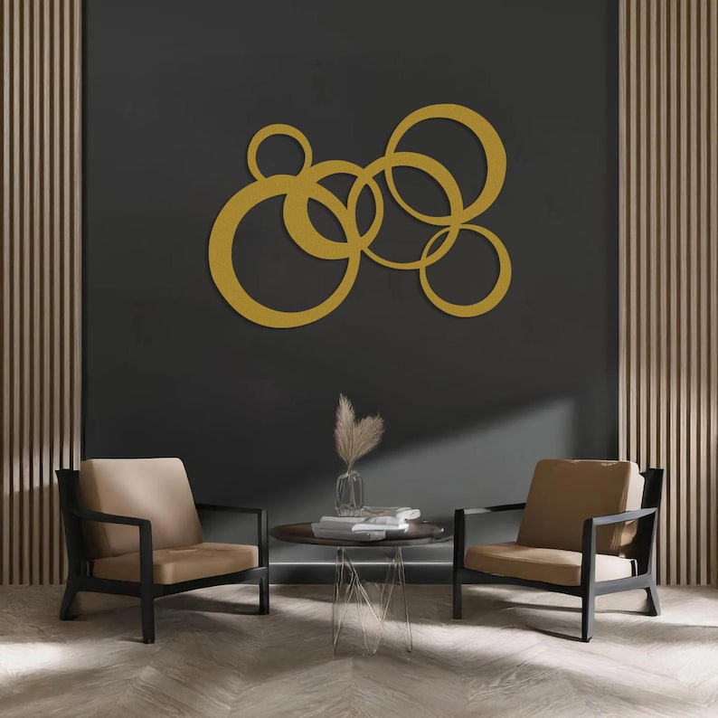 Modern Circular Metal Wall Art, Abstract Round Metal Wall Decor, Modern ...