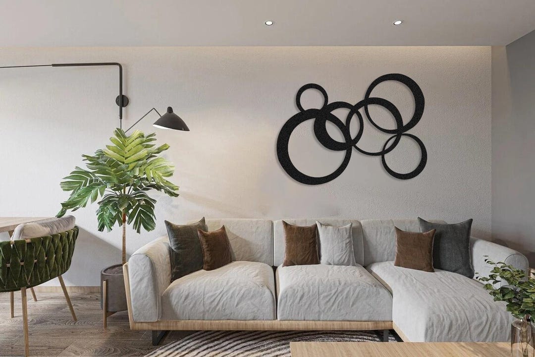 Modern Circular Metal Wall Art, Abstract Round Metal Wall Decor, Modern ...