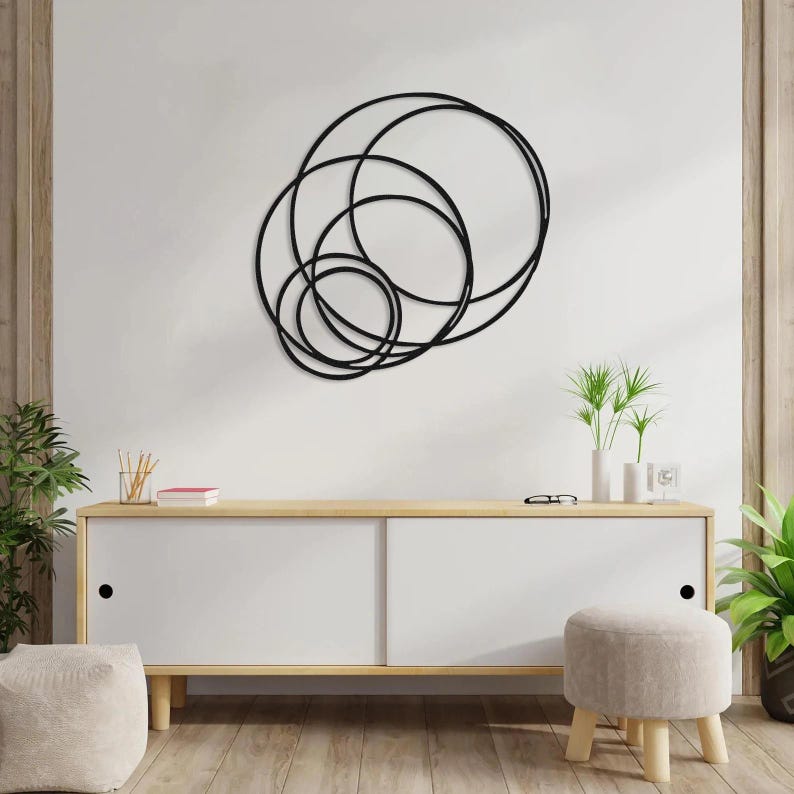 Abstract Metal Circles Wall Art: Modern Home Decor - Etsy