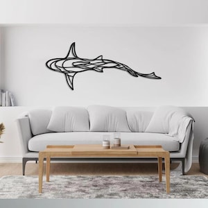 Shark Metal Wall Decor, Handmade Gift, Office Modern Wall Decor, Shark Art, Shark Decor, Nautical Wall Art, Shark Line Art,Housewarming Gift