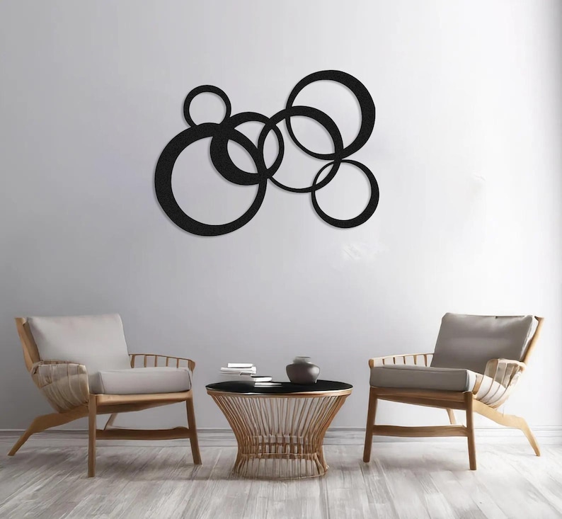 Modern Circular Metal Wall Art, Abstract Round Metal Wall Decor, Modern ...
