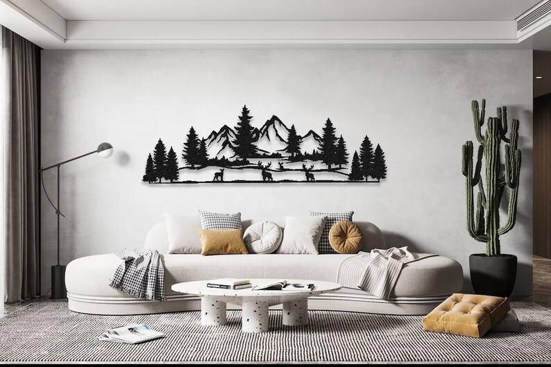 Mountain and Forest Metal Decor, Large Forest Metal Nature Wall Decor ...