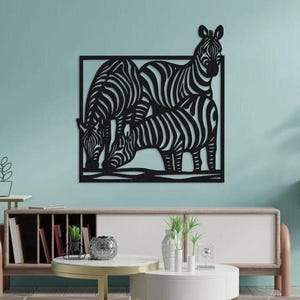 Abstract Zebra Metal Wall Art, Geometric Animal Decor, Modern Metal Wall Hanging, Safari Home Decor, Housewarming Gift, Metal Home Decor