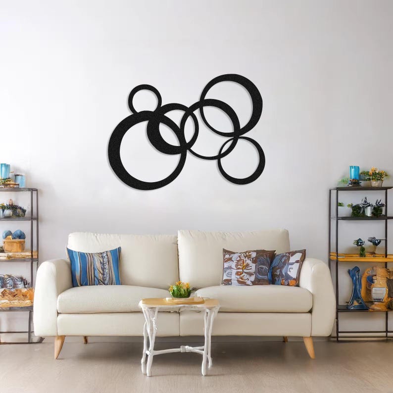 Modern Circular Metal Wall Art, Abstract Round Metal Wall Decor, Modern ...