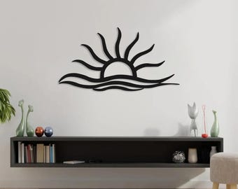 Metal Sun Wall Decor, Modern Sunrise Art, Beach Housewarming Gift