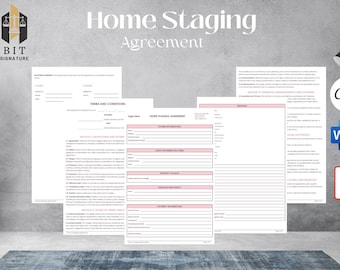 Editable Home Staging Contract Template, Property Staging CService Agreement, Real Estate Home Staging Business Forms, Canva editable