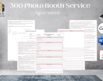 360 Photo Booth Contract Template | Attorney-Written Editable Instant Download | 360 Photo Booth Agreement Form | 350 Photo Booth Rental