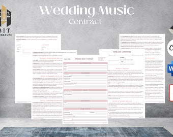 Wedding music services agreement Template, Wedding Music Contract, Performance contract, Singer Performance Agreement Edit with Canva