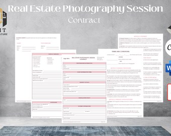 Editable Real Estate Photography Contract Template. Real Estate Photographer Forms. Real Estate Photos Service Agreement. Canva editable