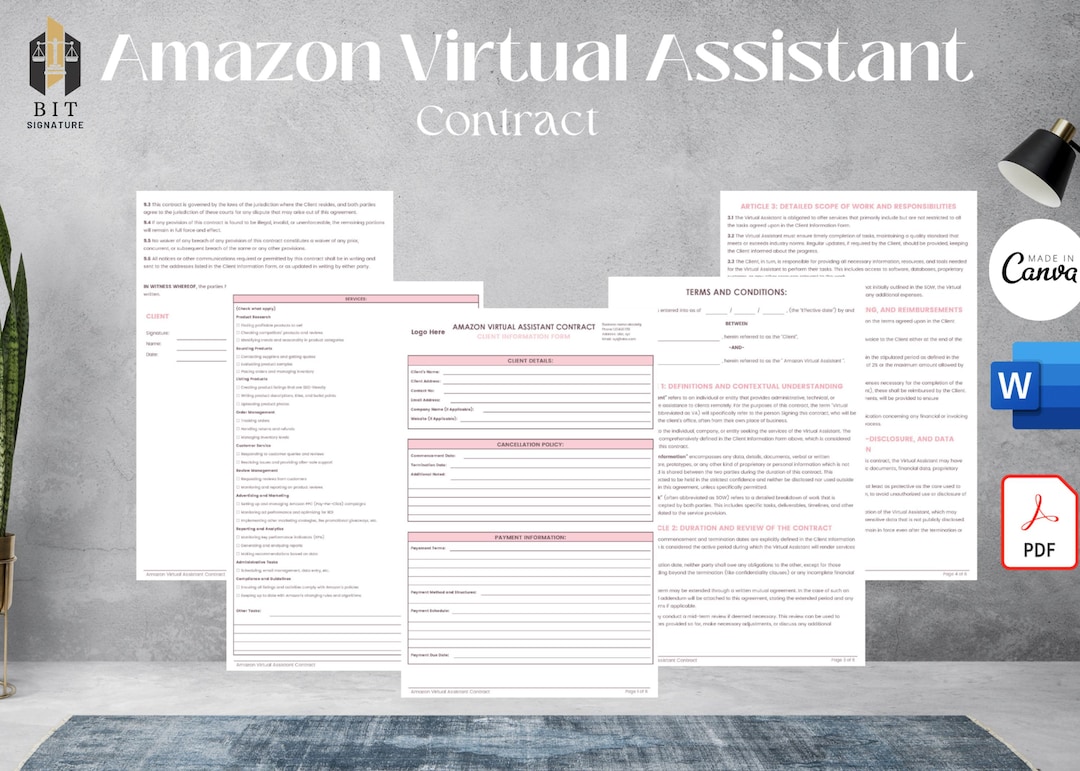 Amazon Virtual Assistant Contract Form, Editable Attorney-written ...