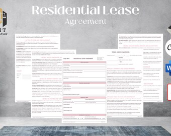 Printable Rental Agreement Template. Lease Contract Template. Landlord Forms. Digital Dowload Apartment Contract. Residential Housing