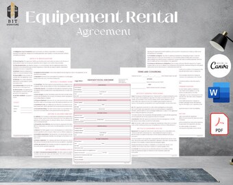 Equipment Rental Agreement Template, DIY Editable Contract Forms, Customizable Terms and Conditions, Digital Download, Canva-MS Word