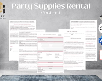Party Supply Rental Contract, Event Rental Agreement, Equipment Rental Agreement Form, Wedding Decor, Party Rental Client Intake, Canva
